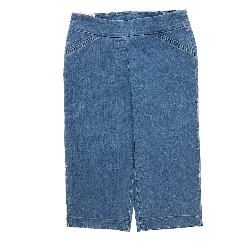 Alia Pull On Skimmer Women's size 12 Medium Wash Blue Denim Jean Shorts